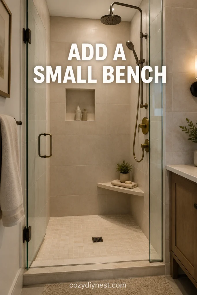 walk in shower ideas with bench in a small bathroom