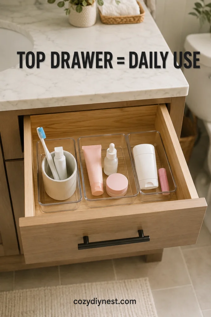 top bathroom drawer organization for daily essentials only