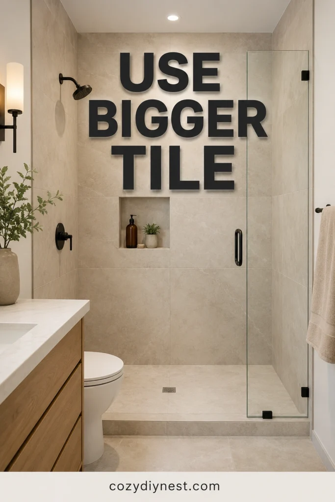 small bathroom remodel ideas with large format shower tile