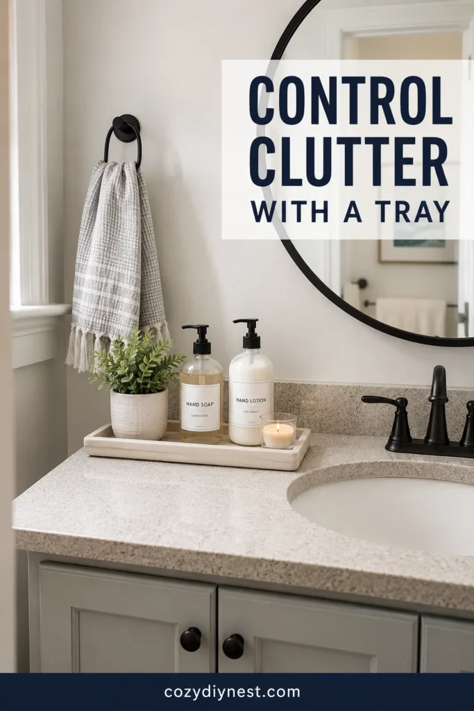 Small Bathroom Vanity Ideas: 19 Best Storage and Counter Space Fixes 11 small bathroom vanity decor ideas with a tray to control counter clutter