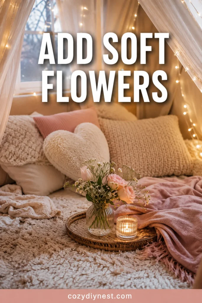 valentine fort ideas with casual blush flowers in a small vase for romantic home decor