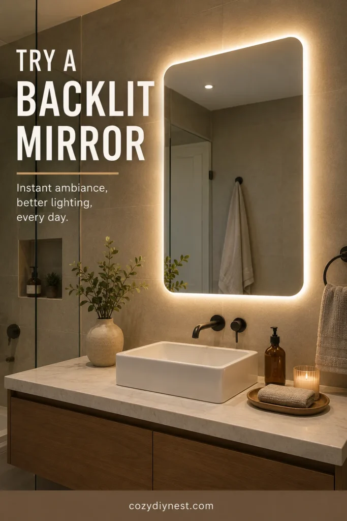 Bathroom Mirror Ideas: 21 Stunning Vanity Wall and Lighting Looks 12 modern bathroom mirror ideas with a backlit LED mirror