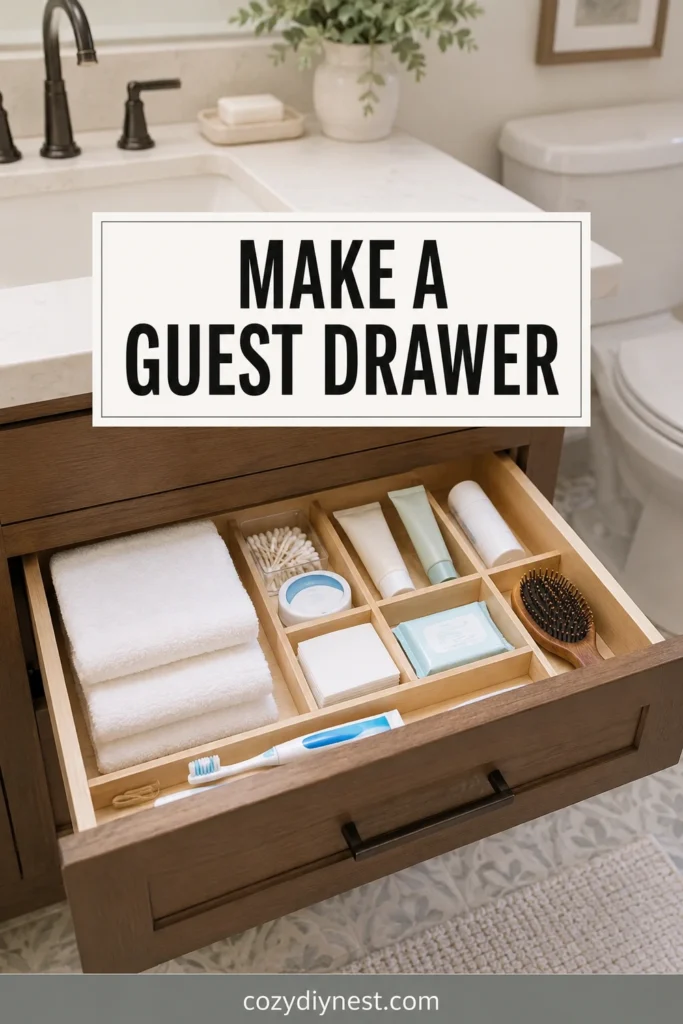 guest bathroom drawer organization with simple essentials