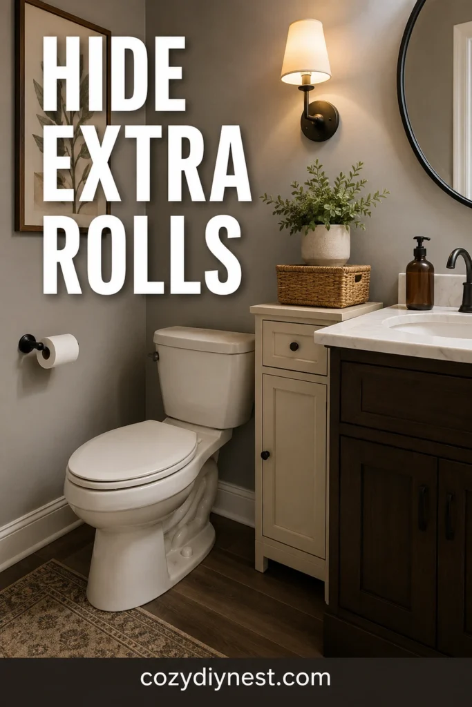 small half bathroom storage ideas with closed toilet paper storage