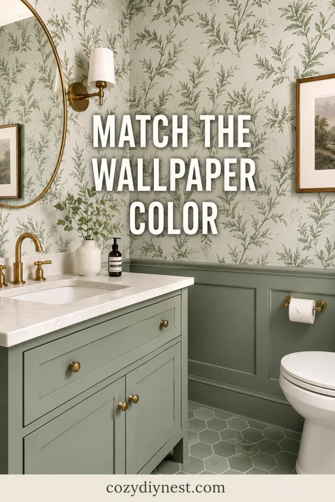 Bathroom Wallpaper Ideas: 18 Stunning Ways to Add Pattern to a Small Bathroom 12 bathroom wallpaper ideas with wallpaper colors matched to vanity and tile