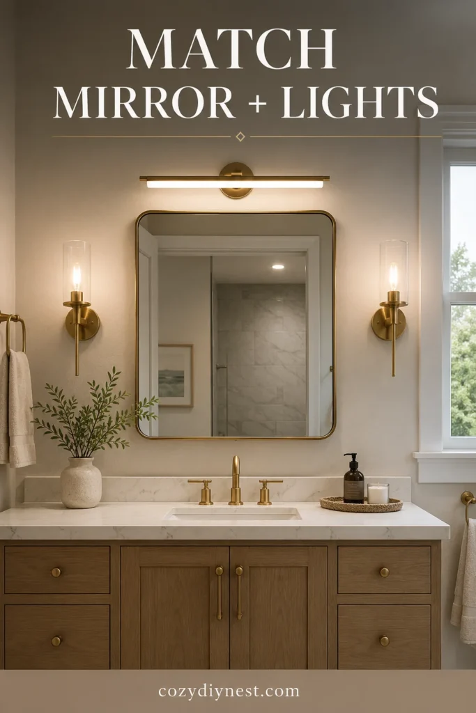 Bathroom Mirror Ideas: 21 Stunning Vanity Wall and Lighting Looks 14 bathroom mirror and lighting ideas with mirror shape matched to sconces