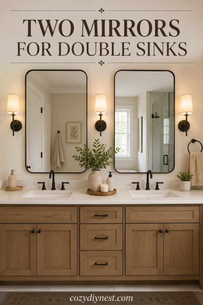 Bathroom Mirror Ideas: 21 Stunning Vanity Wall and Lighting Looks 15 bathroom mirror ideas double sink with two mirrors over a double vanity