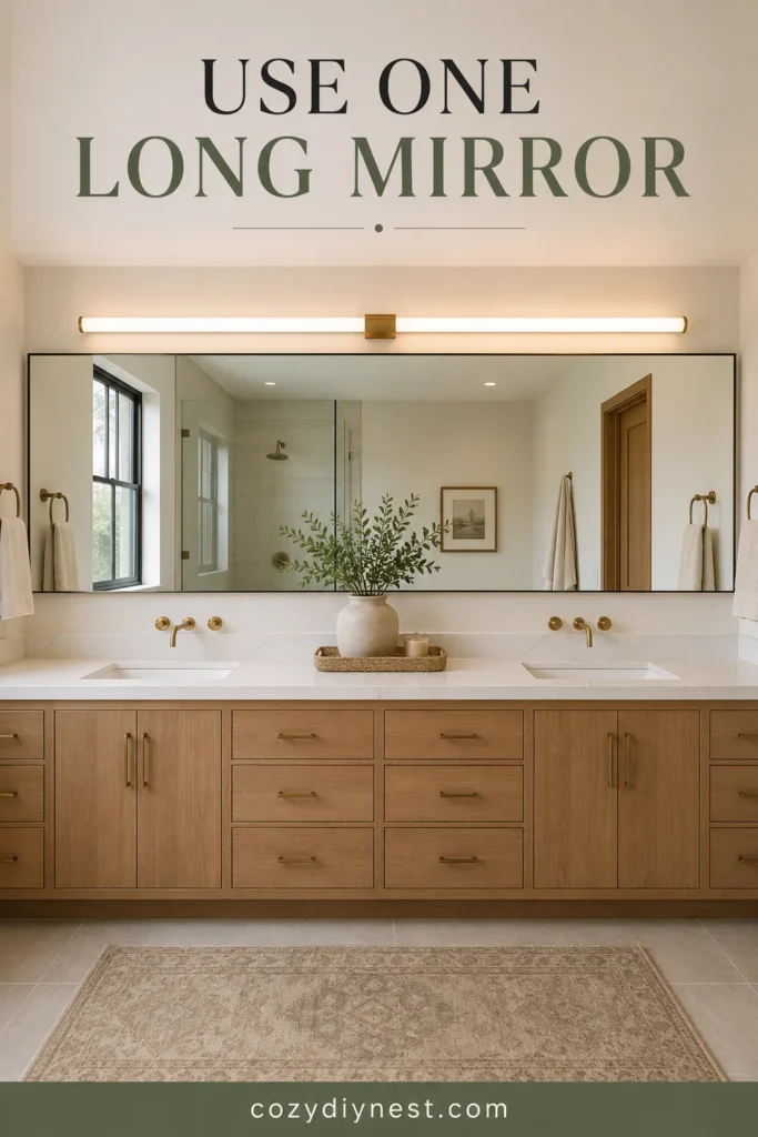 Bathroom Mirror Ideas: 21 Stunning Vanity Wall and Lighting Looks 16 large bathroom mirror ideas with one long mirror over a double vanity