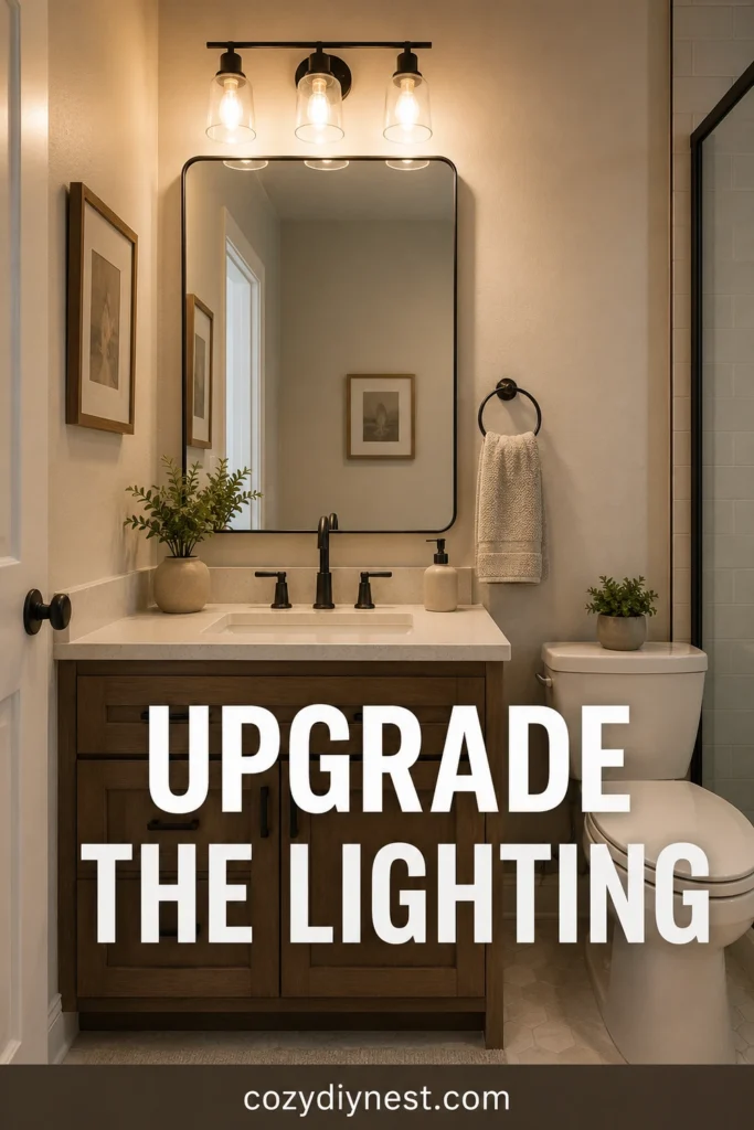 small bathroom remodel ideas with better vanity lighting and mirror