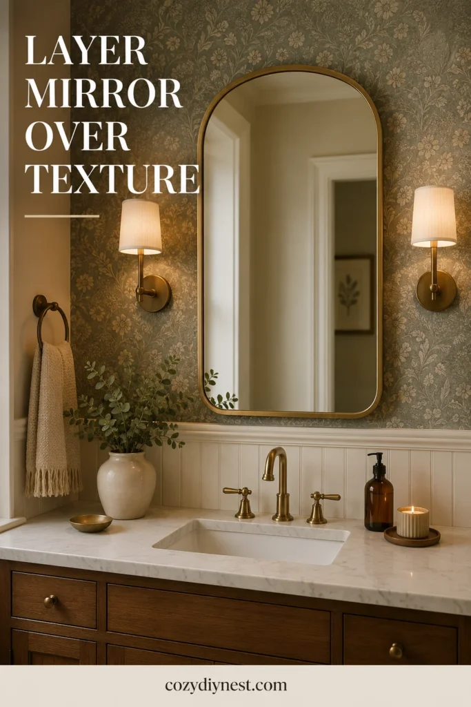 Bathroom Mirror Ideas: 21 Stunning Vanity Wall and Lighting Looks 18 bathroom wall mirror ideas with a mirror layered over tile or wallpaper