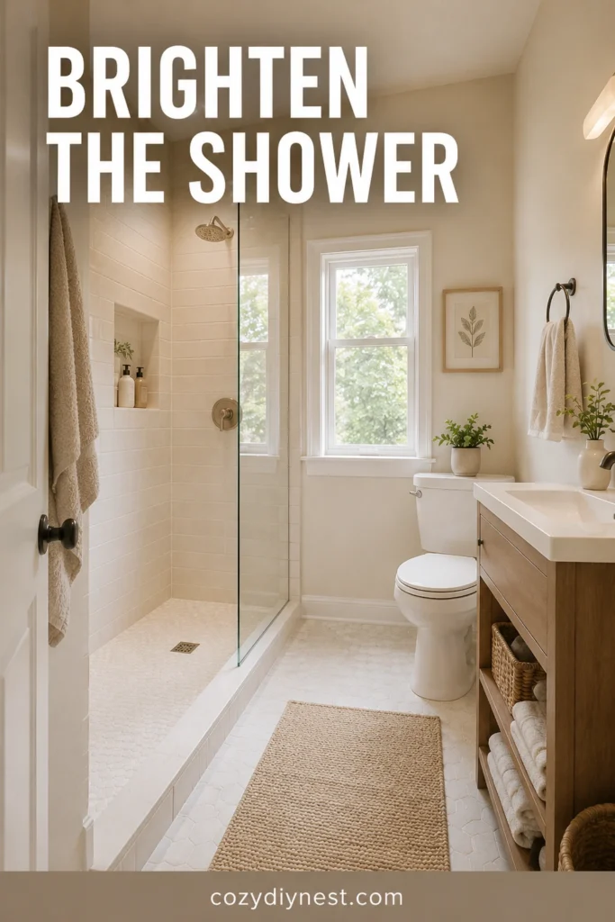tiny bathroom ideas with brighter shower lighting