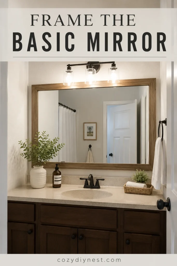 Bathroom Mirror Ideas: 21 Stunning Vanity Wall and Lighting Looks 19 bathroom mirror frame ideas with a framed builder grade mirror