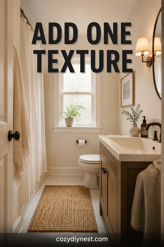 tiny bathroom decor ideas with one cozy texture