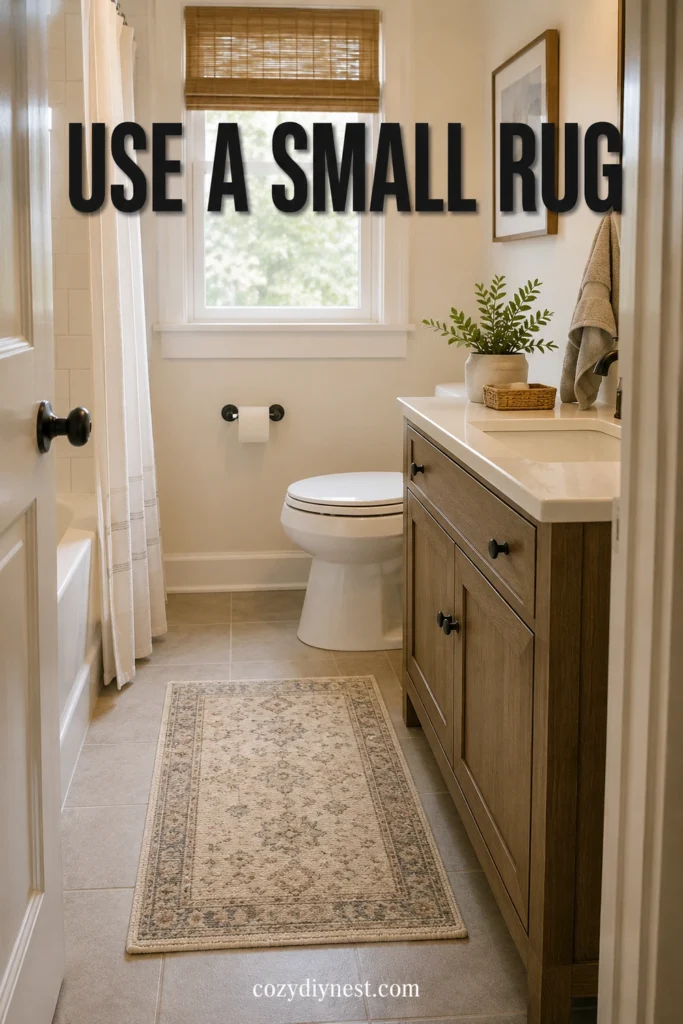 tiny bathroom ideas with small washable rug