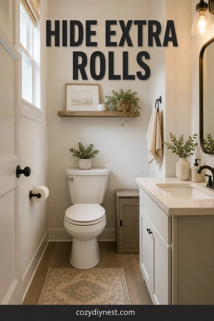 tiny bathroom storage ideas with closed toilet paper storage