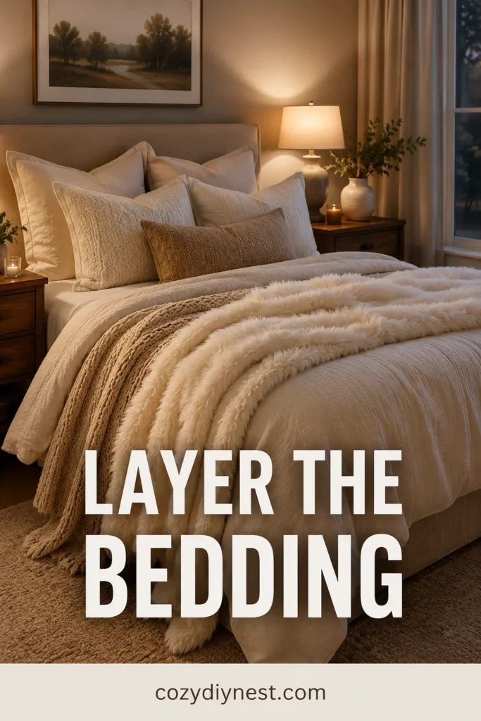 01 layered bedding cozy bedroom
