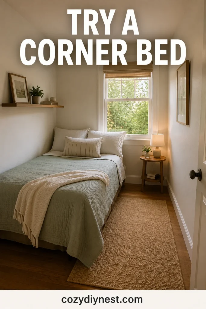 small bedroom layout ideas with a corner bed layout to open the floor