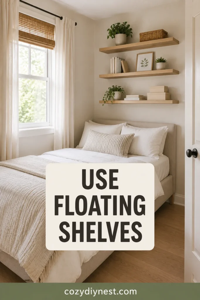 Small Bedroom Storage Ideas: 21 Genius Ways to Maximize Every Inch 5 small bedroom storage ideas with floating shelves above the bed