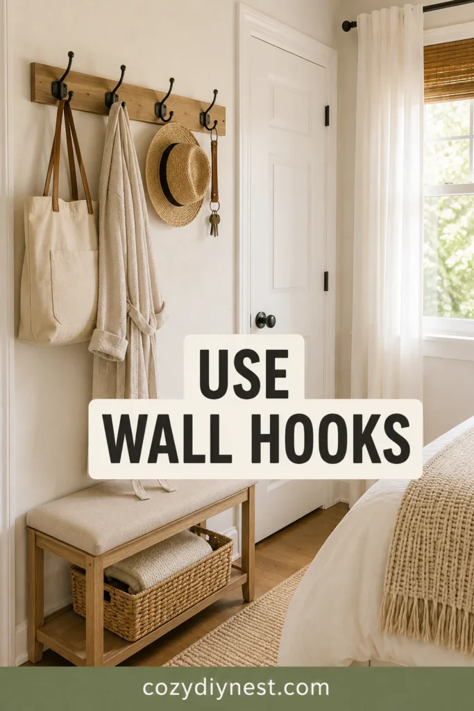 Small Bedroom Storage Ideas: 21 Genius Ways to Maximize Every Inch 7 small bedroom storage ideas with wall hooks for bags and daily items