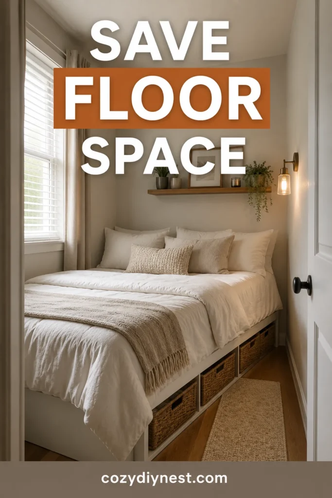 small bedroom layout ideas with a very small corner bed layout and under bed storage
